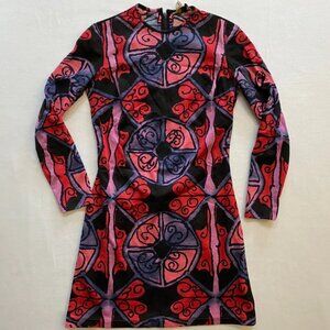 Vintage Polyester Dress Marissa Long Sleeve Mini 60s Groovy